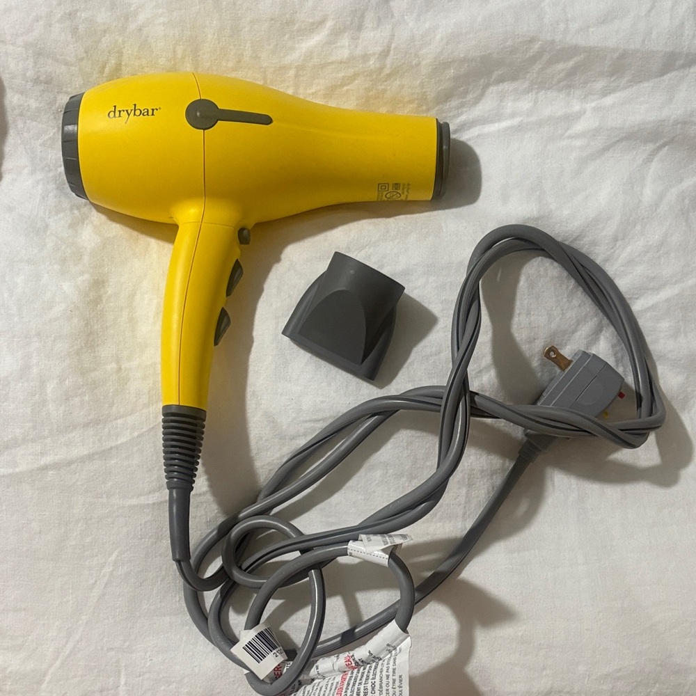 Drybar Vibrant Yellow Hair Dryer with Gray Cord